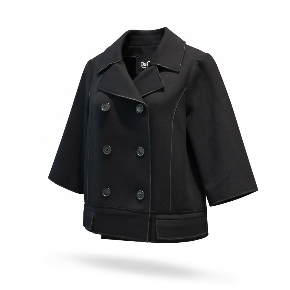 Dolce & Gabbana (D&G) Black Virgin Wool blend, double-breasted, cropped jack